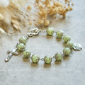 Green Beads Crucifix Rose Luminous Bracelet