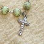 Green Beads Crucifix Rose Luminous Bracelet