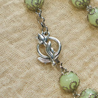 Green Beads Crucifix Rose Luminous Bracelet