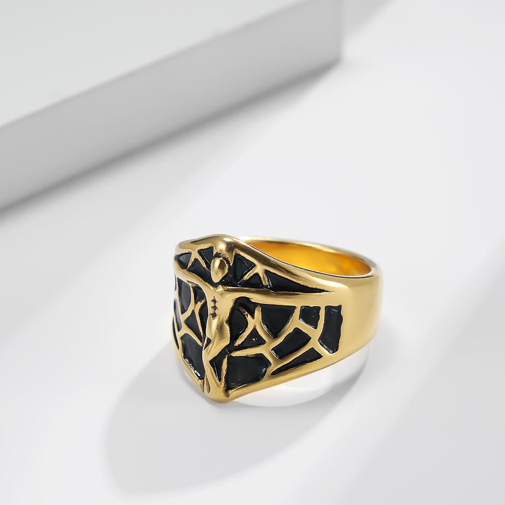 2colors Vintage Spiderweb Jesus Cross Ring-A Blend of Edge and Faith