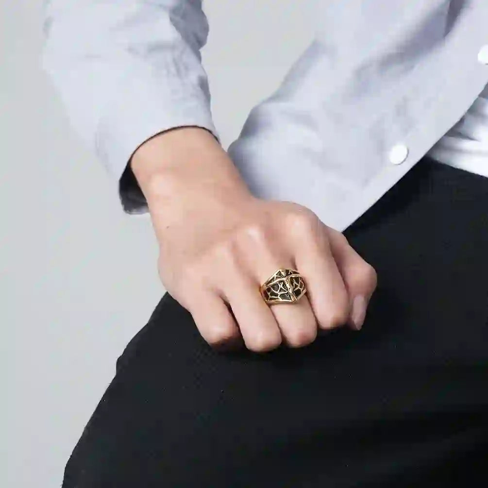 2colors Vintage Spiderweb Jesus Cross Ring-A Blend of Edge and Faith