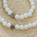 6mm White Bead Miraculous Medal & Crucifix Rosary Bracelet
