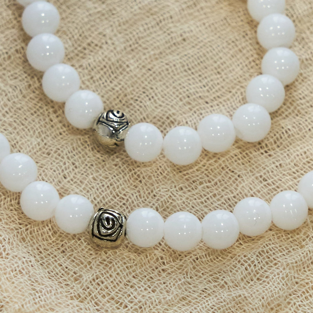 6mm White Bead Miraculous Medal & Crucifix Rosary Bracelet