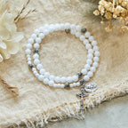6mm White Bead Miraculous Medal & Crucifix Rosary Bracelet