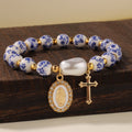 Our Lady Medal & Cross Floral-Inspired Bracelet