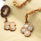 Classic Olive Wood Four Way Cross Necklace