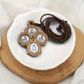Classic Olive Wood Four Way Cross Necklace