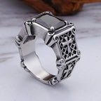 Red & Black Gemstone Cross-Embellished Couple Ring