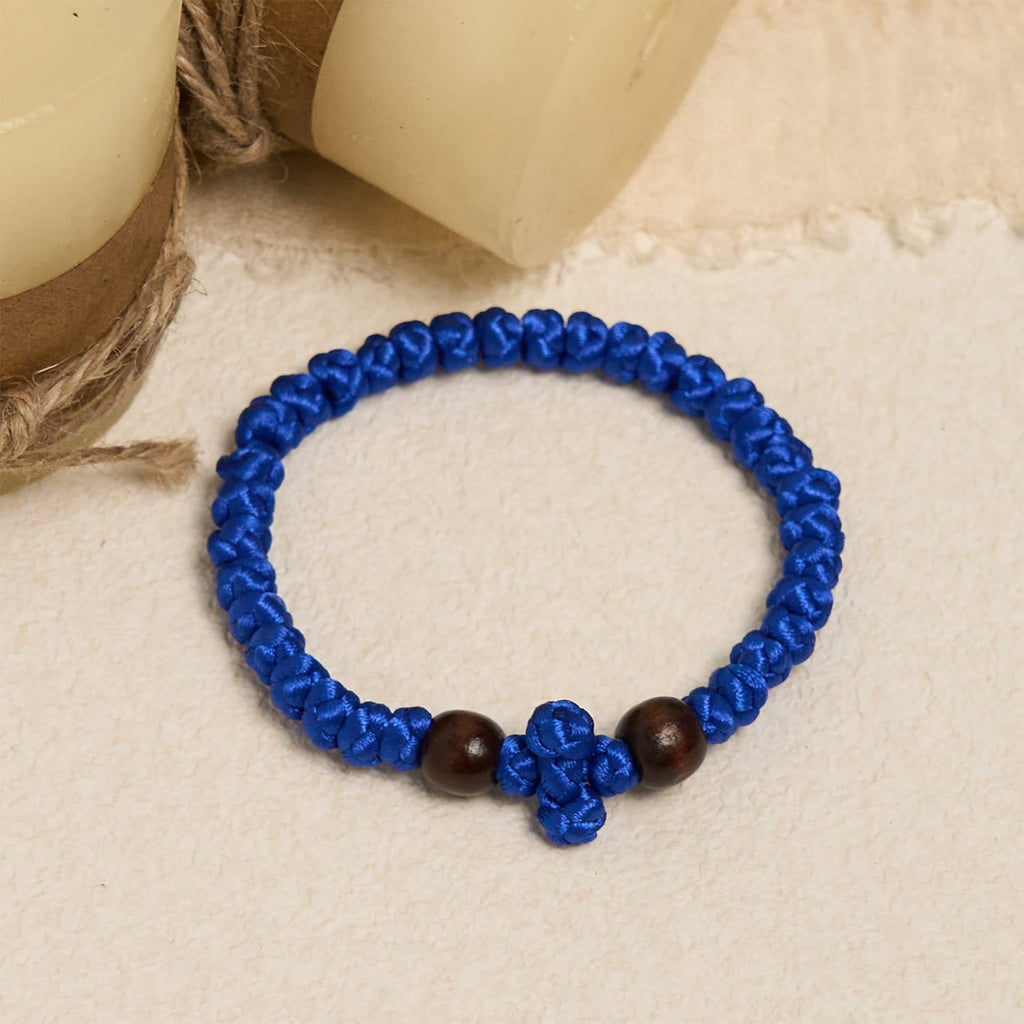 Blue & Black Cross-Knot String Bracelet