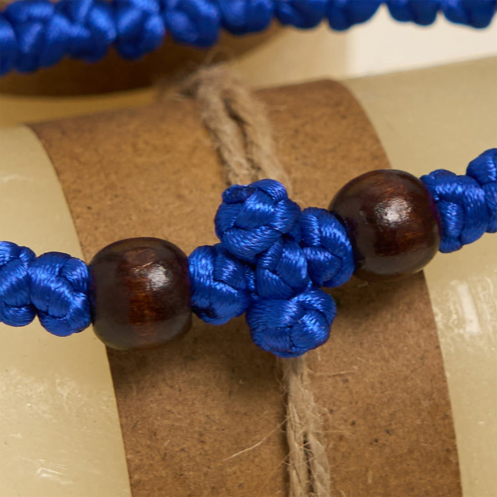 Blue & Black Cross-Knot String Bracelet
