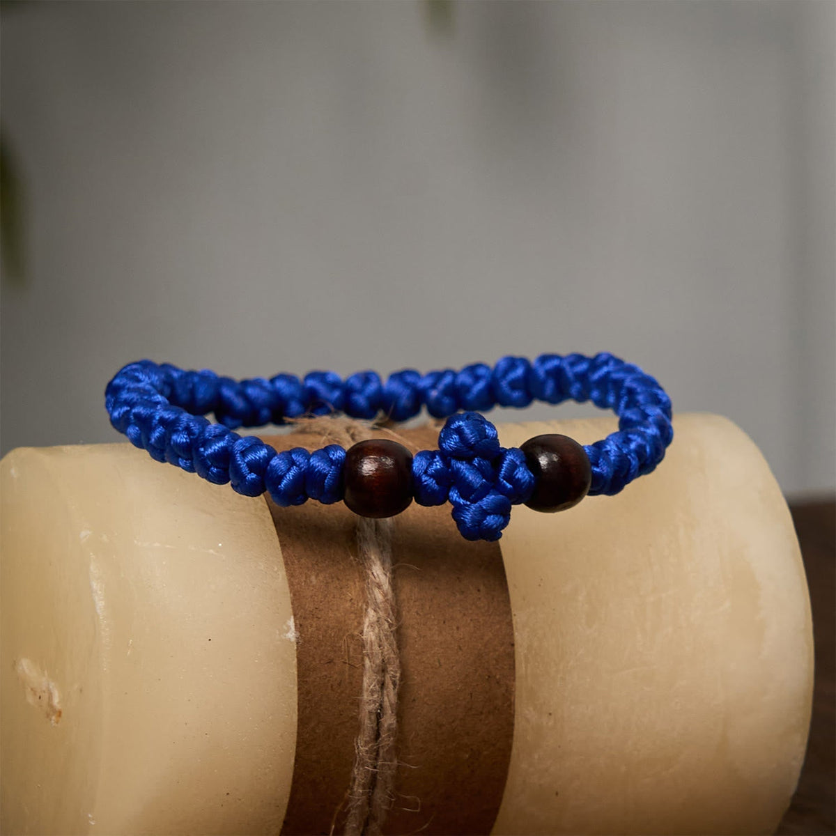 Blue & Black Cross-Knot String Bracelet