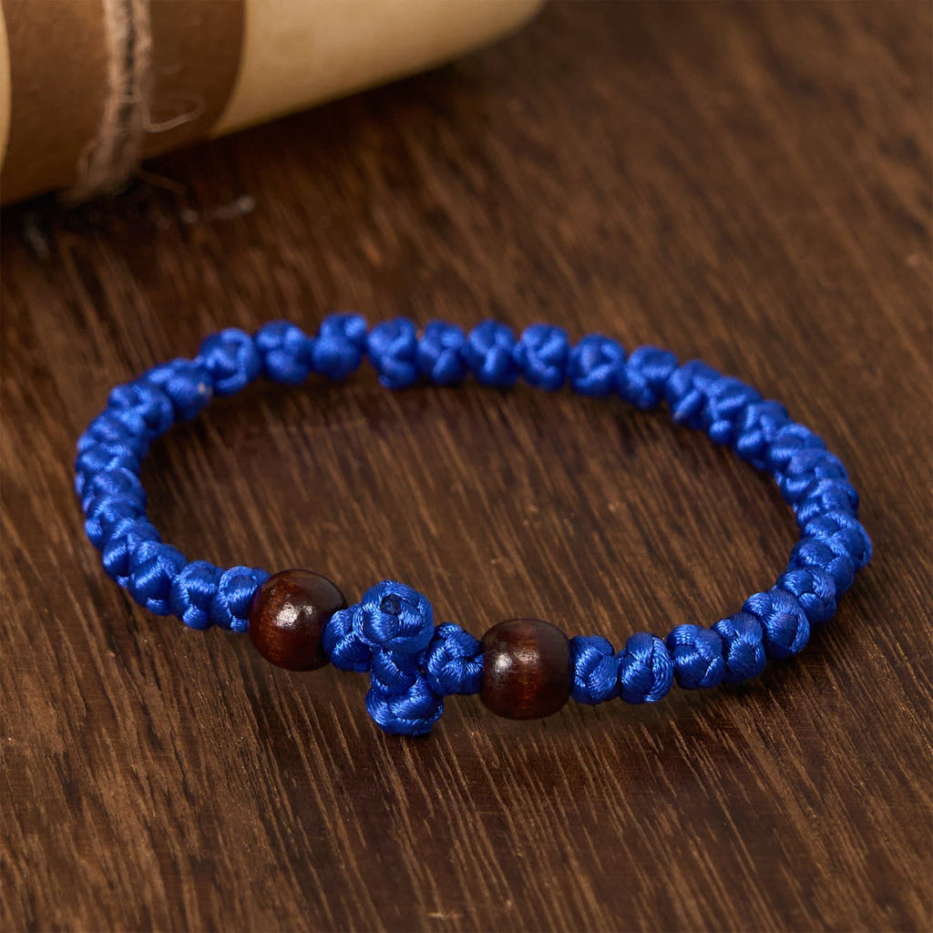 Blue & Black Cross-Knot String Bracelet