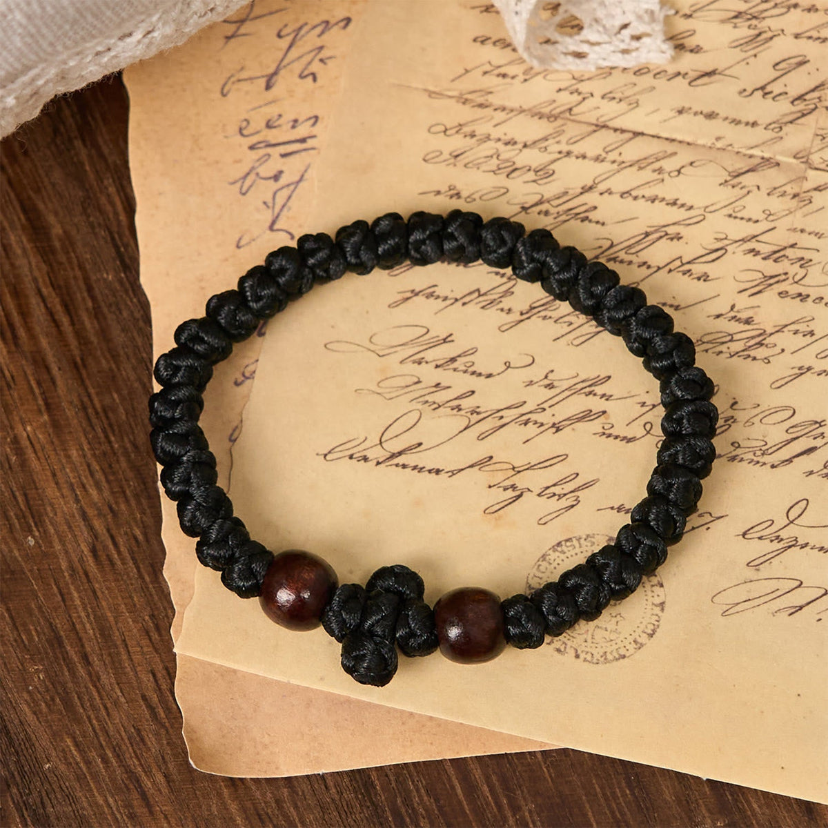 Blue & Black Cross-Knot String Bracelet