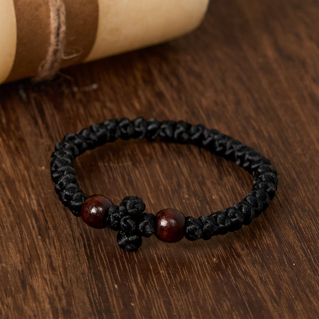 Blue & Black Cross-Knot String Bracelet
