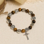 St. Benedict Symbol Tiger's Eye Bracelet