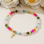 Multicolored Crystal Cross Bracelet with Blessed Card