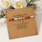 Multicolored Crystal Cross Bracelet with Blessed Card