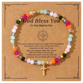 Multicolored Crystal Cross Bracelet with Blessed Card