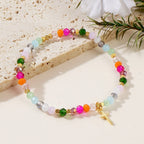 Multicolored Crystal Cross Bracelet with Blessed Card