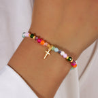 Multicolored Crystal Cross Bracelet with Blessed Card