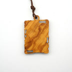 Olive Wood & Metal Virgin Mary Pendant Necklace