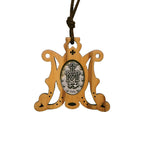 Vintage Olive Wood Miraculous Medal Necklace