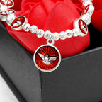Enamel Holy Spirit with Cross and Rose Beads Bracelet