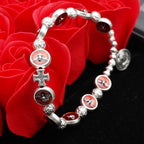 Enamel Holy Spirit with Cross and Rose Beads Bracelet