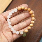Red Agate & White Chalcedony Beads With Our Lady Pendant Bracelets