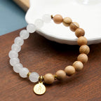 Red Agate & White Chalcedony Beads With Our Lady Pendant Bracelets