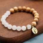 Red Agate & White Chalcedony Beads With Our Lady Pendant Bracelets