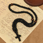 Blue & Black Cross 100 Blessing Knots String Necklace