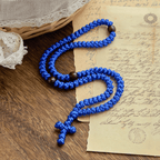 Blue & Black Cross 100 Blessing Knots String Necklace