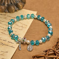 Modern Clear Crystal Stretch Braceletwith Crucifix & Miraculous Medal