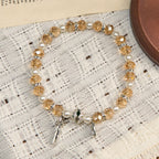 Modern Clear Crystal Stretch Braceletwith Crucifix & Miraculous Medal