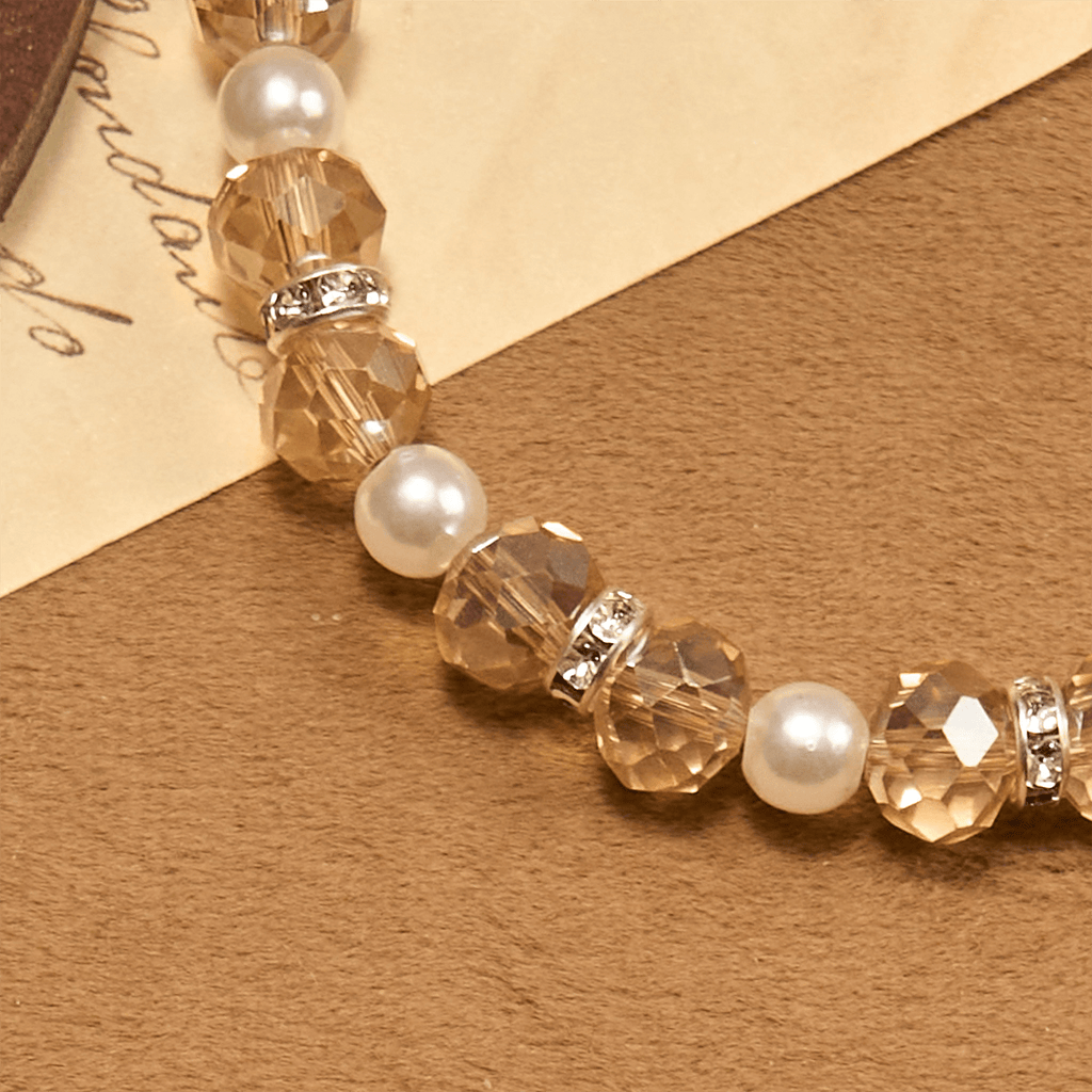 Modern Clear Crystal Stretch Braceletwith Crucifix & Miraculous Medal