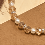 Modern Clear Crystal Stretch Braceletwith Crucifix & Miraculous Medal