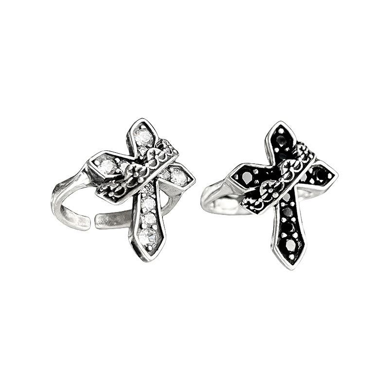 2colors Modern Ring with Cross & Regal Crown