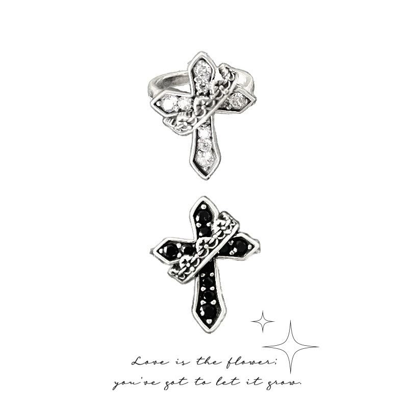 2colors Modern Ring with Cross & Regal Crown