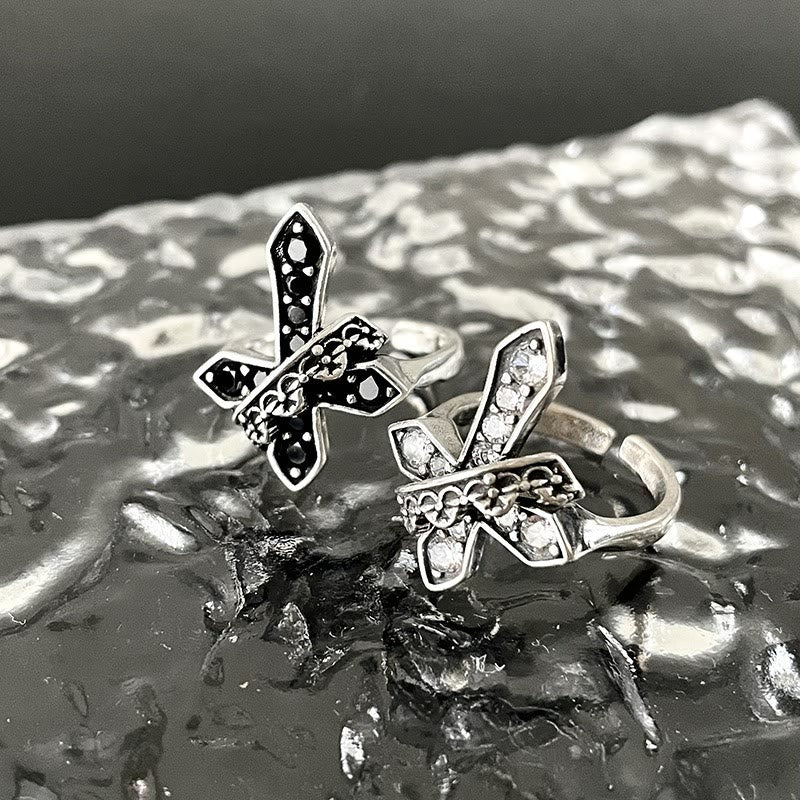 2colors Modern Ring with Cross & Regal Crown