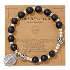 Multi-color Gemstone Stretch Bracelet with Miraculous Medal