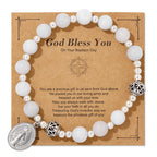 Multi-color Gemstone Stretch Bracelet with Miraculous Medal