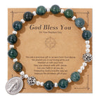 Multi-color Gemstone Stretch Bracelet with Miraculous Medal