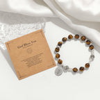 Multi-color Gemstone Stretch Bracelet with Miraculous Medal