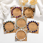 Multi-color Gemstone Stretch Bracelet with Miraculous Medal