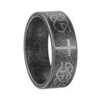 Artisanal Aged 925 Silver Ring with Celtic Knot & Cross
