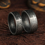 Artisanal Aged 925 Silver Ring with Celtic Knot & Cross