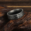 Artisanal Aged 925 Silver Ring with Celtic Knot & Cross