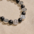Natural Black Agate Bracelet with St. Benedict Medal and Virgin Mary