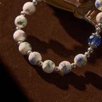 Multi-color Floral Ceramic Stretch Bracelet with Miraculous Medal
